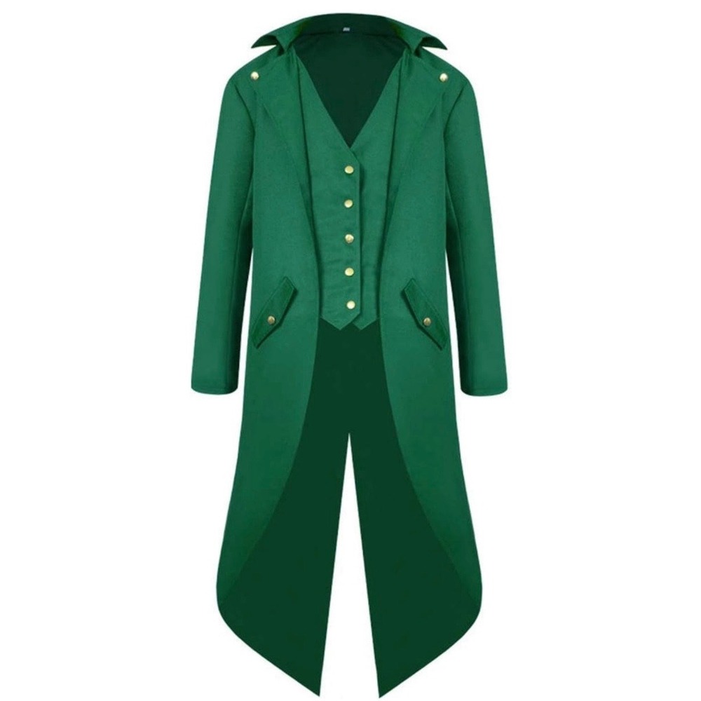 IWEMEK Tailcoat Jacket Mens Small Green Excellent Victorian Steampunk Gothic